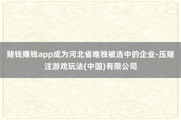 赌钱赚钱app成为河北省唯独被选中的企业-压赌注游戏玩法(中国)有限公司