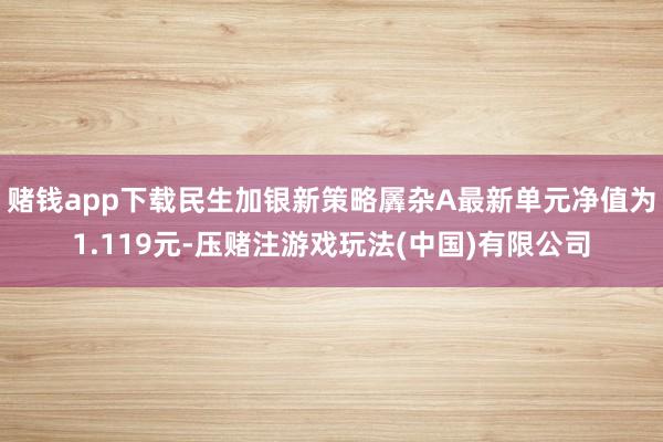 赌钱app下载民生加银新策略羼杂A最新单元净值为1.119元-压赌注游戏玩法(中国)有限公司