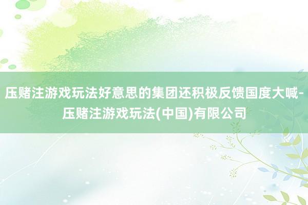 压赌注游戏玩法好意思的集团还积极反馈国度大喊-压赌注游戏玩法(中国)有限公司