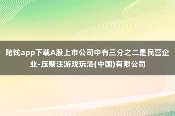 赌钱app下载A股上市公司中有三分之二是民营企业-压赌注游戏玩法(中国)有限公司