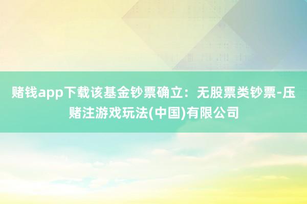 赌钱app下载该基金钞票确立：无股票类钞票-压赌注游戏玩法(中国)有限公司