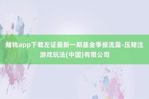 赌钱app下载左证最新一期基金季报流露-压赌注游戏玩法(中国)有限公司