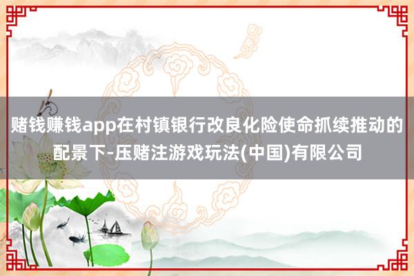 赌钱赚钱app在村镇银行改良化险使命抓续推动的配景下-压赌注游戏玩法(中国)有限公司