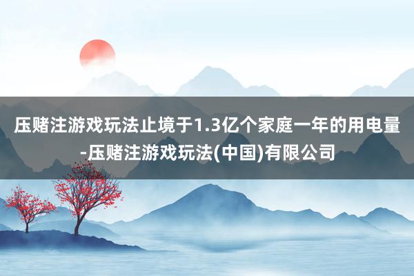 压赌注游戏玩法止境于1.3亿个家庭一年的用电量-压赌注游戏玩法(中国)有限公司