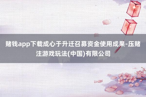 赌钱app下载成心于升迁召募资金使用成果-压赌注游戏玩法(中国)有限公司