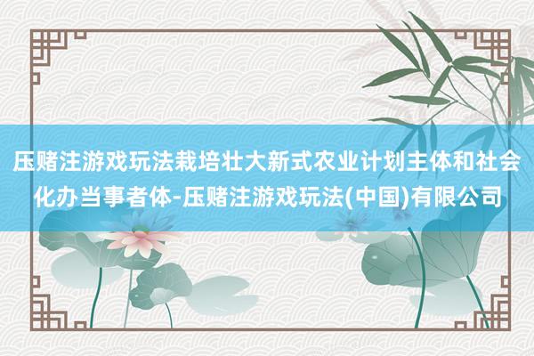 压赌注游戏玩法栽培壮大新式农业计划主体和社会化办当事者体-压赌注游戏玩法(中国)有限公司